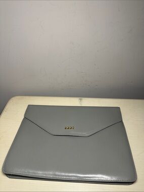 Mark Alexander Gray Envelope-Style Leather Clutch with Gold Accent